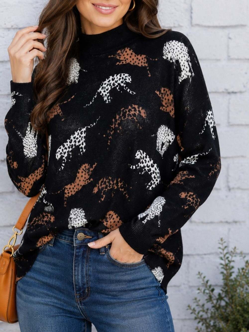 Fate Dreaming About You Black Leopard Sweater Women’s Large